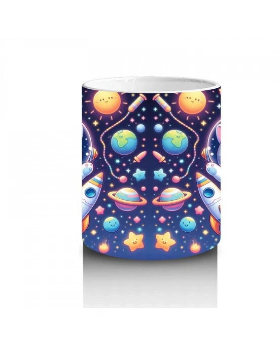 Çocuklara Sütü Sevdiren Astronot Kedi Kupa Bardak