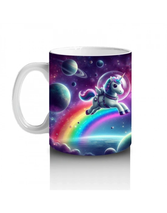 Çocuklara Sütü Sevdiren Astronot Unicorn Yolculuğu Kupa Bardak