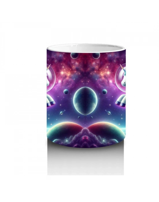 Çocuklara Sütü Sevdiren Astronot Unicorn Yolculuğu Kupa Bardak