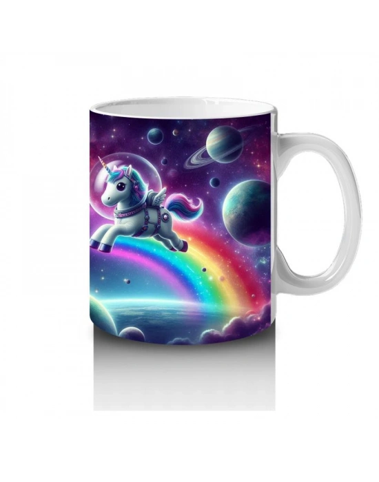 Çocuklara Sütü Sevdiren Astronot Unicorn Yolculuğu Kupa Bardak