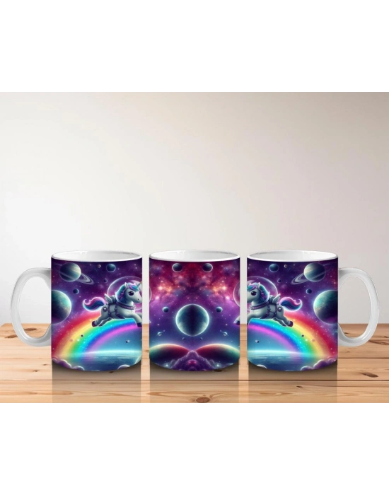 Çocuklara Sütü Sevdiren Astronot Unicorn Yolculuğu Kupa Bardak