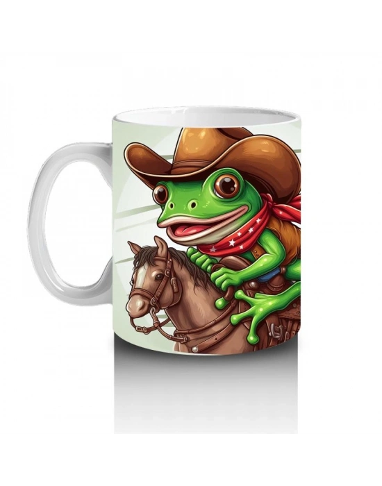 Çocuklara Sütü Sevdiren Atlı Kovboy Kurbağa Kupa Bardak