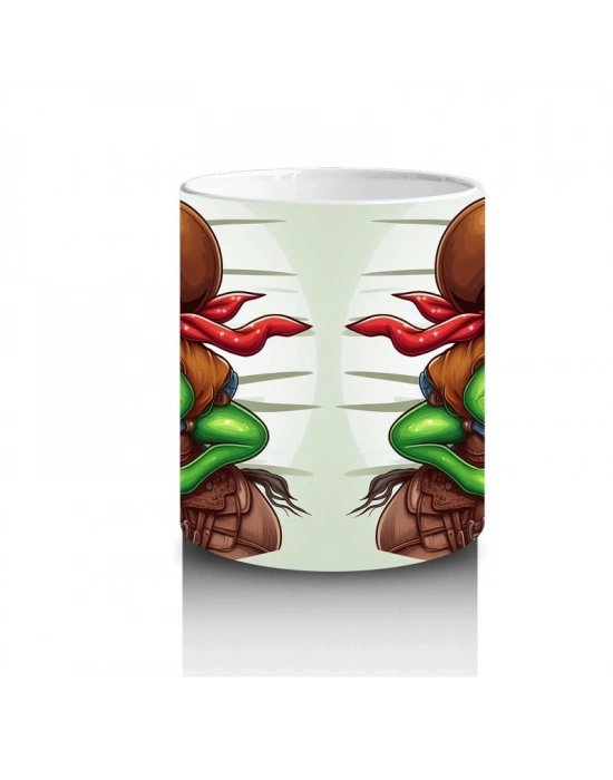 Çocuklara Sütü Sevdiren Atlı Kovboy Kurbağa Kupa Bardak