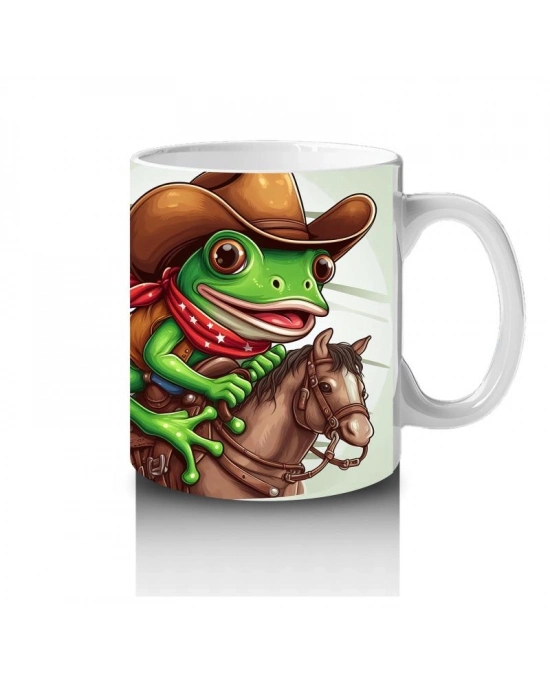 Çocuklara Sütü Sevdiren Atlı Kovboy Kurbağa Kupa Bardak