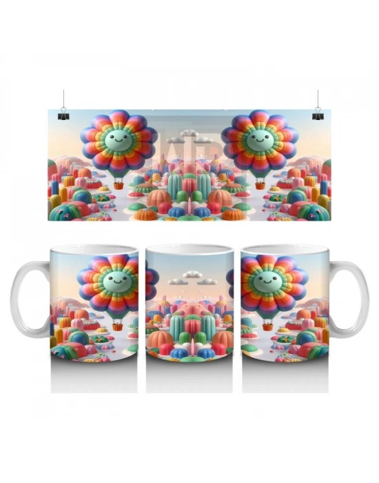 Çocuklara Sütü Sevdiren Balon Çiçek Karnavalı Kupa Bardak