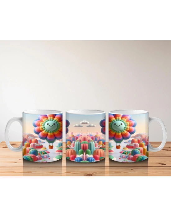 Çocuklara Sütü Sevdiren Balon Çiçek Karnavalı Kupa Bardak