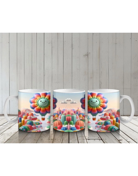 Çocuklara Sütü Sevdiren Balon Çiçek Karnavalı Kupa Bardak