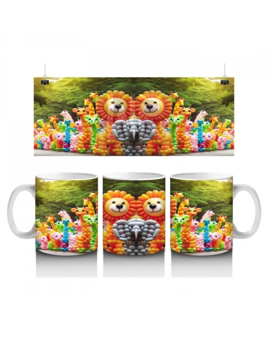 Çocuklara Sütü Sevdiren Balon Hayvanlar Karnavalı Kupa Bardak