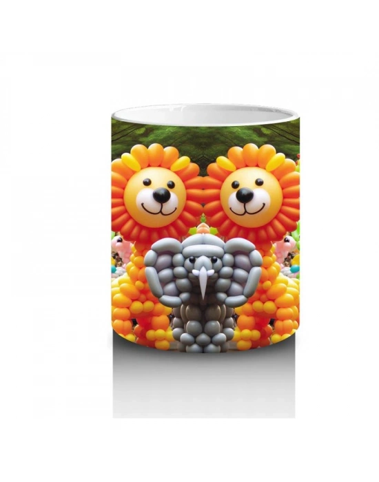 Çocuklara Sütü Sevdiren Balon Hayvanlar Karnavalı Kupa Bardak