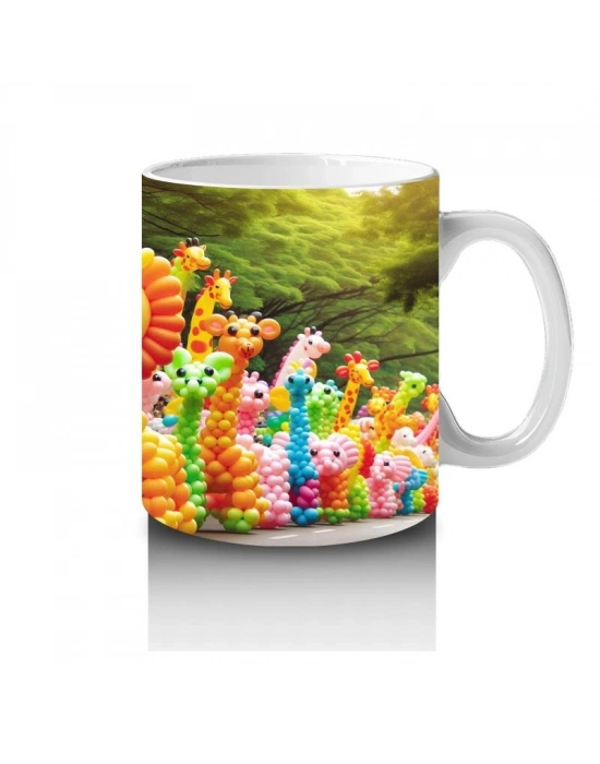 Çocuklara Sütü Sevdiren Balon Hayvanlar Karnavalı Kupa Bardak