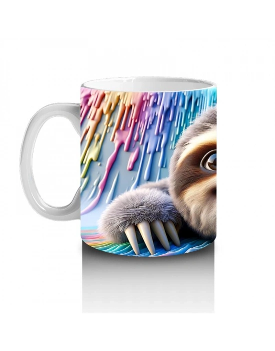 Çocuklara Sütü Sevdiren Boya Arkasından Bakan Tembel Hayvan Kupa Bardak