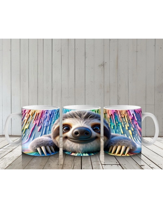 Çocuklara Sütü Sevdiren Boya Arkasından Bakan Tembel Hayvan Kupa Bardak