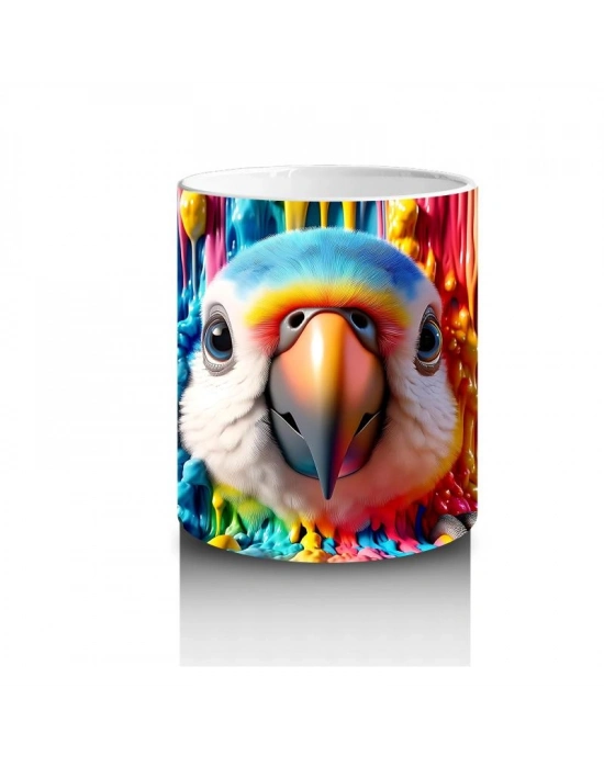 Çocuklara Sütü Sevdiren Boya Şelaleli Papağan Kupa Bardak