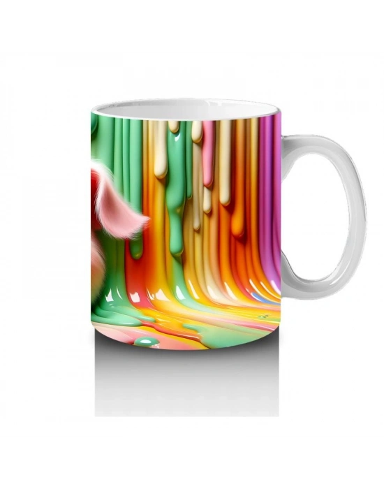 Çocuklara Sütü Sevdiren Boya Şelaleli Pembe Domuz Kupa Bardak