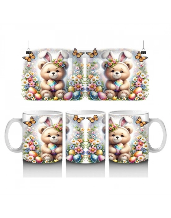 Çocuklara Sütü Sevdiren Çiçek Taclı Bahar Ayıcığı Kupa Bardak