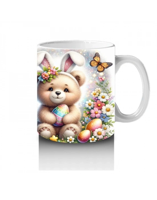 Çocuklara Sütü Sevdiren Çiçek Taclı Bahar Ayıcığı Kupa Bardak