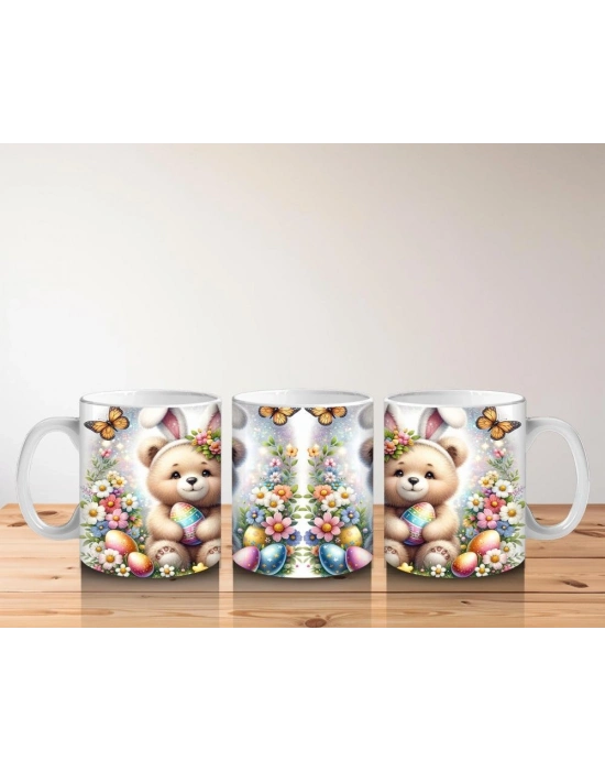 Çocuklara Sütü Sevdiren Çiçek Taclı Bahar Ayıcığı Kupa Bardak