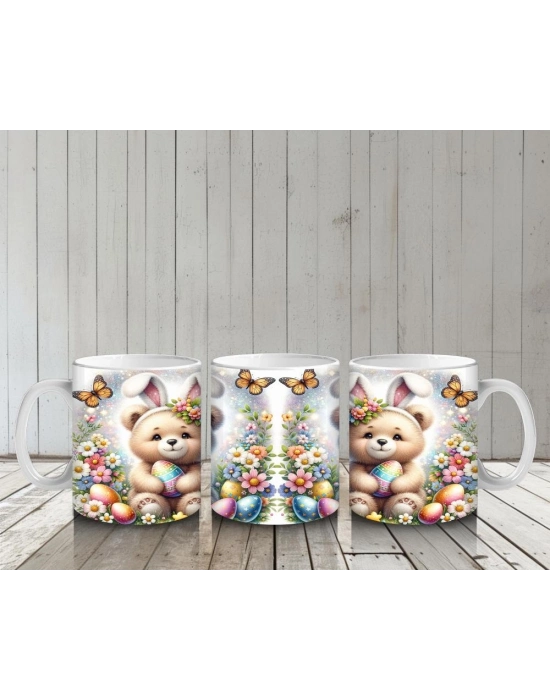 Çocuklara Sütü Sevdiren Çiçek Taclı Bahar Ayıcığı Kupa Bardak