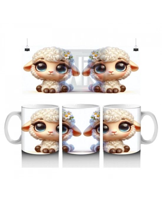 Çocuklara Sütü Sevdiren Çiçek Taclı Kuzu Kupa Bardak