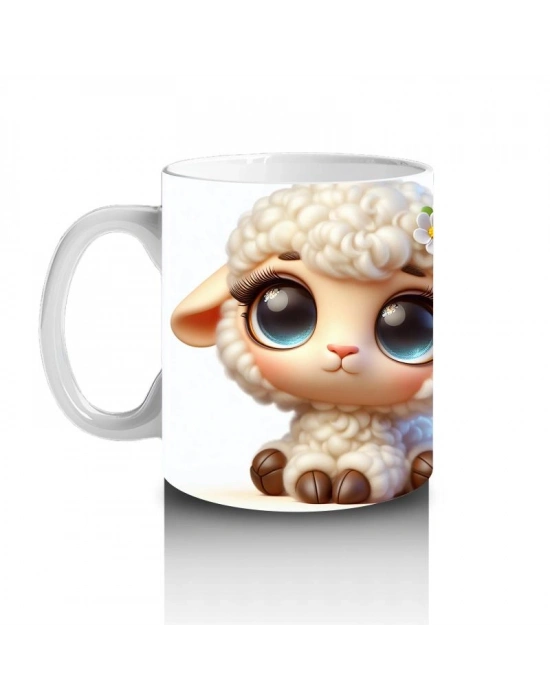 Çocuklara Sütü Sevdiren Çiçek Taclı Kuzu Kupa Bardak