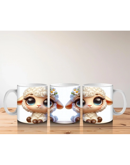 Çocuklara Sütü Sevdiren Çiçek Taclı Kuzu Kupa Bardak