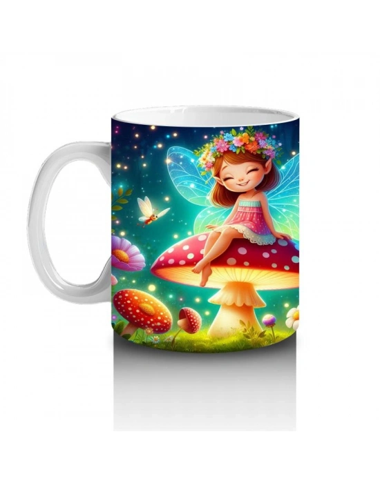 Çocuklara Sütü Sevdiren Çiçek Taclı Mantar Perisi Kupa Bardak