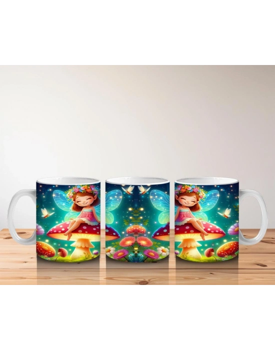 Çocuklara Sütü Sevdiren Çiçek Taclı Mantar Perisi Kupa Bardak