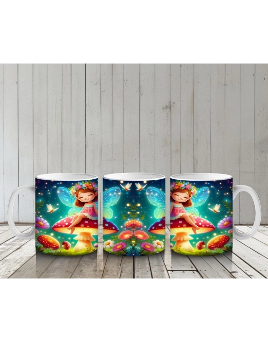 Çocuklara Sütü Sevdiren Çiçek Taclı Mantar Perisi Kupa Bardak