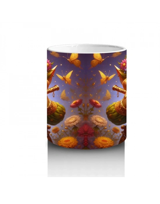 Çocuklara Sütü Sevdiren Çiçekli Flüt Çalan Elf Desenli Kupa Bardak