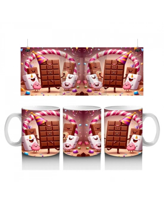 Çocuklara Sütü Sevdiren Çikolata Marshmallow Karnavalı Kupa Bardak