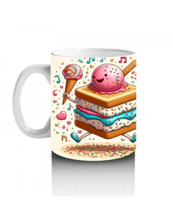 Çocuklara Sütü Sevdiren Dans Eden Dondurma Sandviç Kupa Bardak