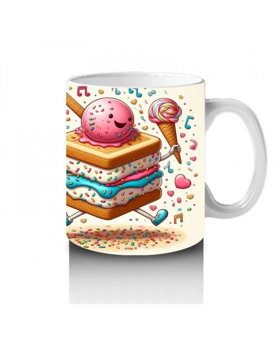 Çocuklara Sütü Sevdiren Dans Eden Dondurma Sandviç Kupa Bardak