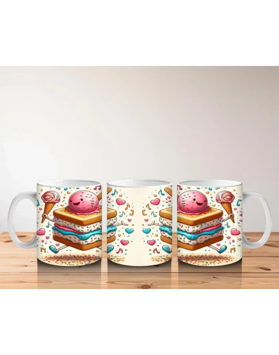 Çocuklara Sütü Sevdiren Dans Eden Dondurma Sandviç Kupa Bardak