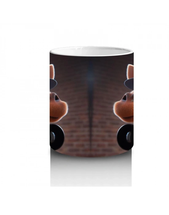 Çocuklara Sütü Sevdiren Dedektif Şapkalı Fotoğrafçı Zürafa Desenli Kupa Bardak