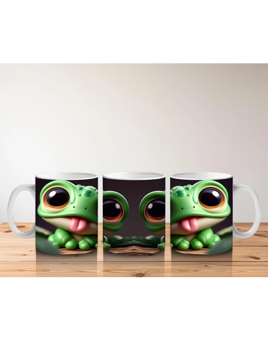 Çocuklara Sütü Sevdiren Dil Çıkaran Kurbağalar Kupa Bardak