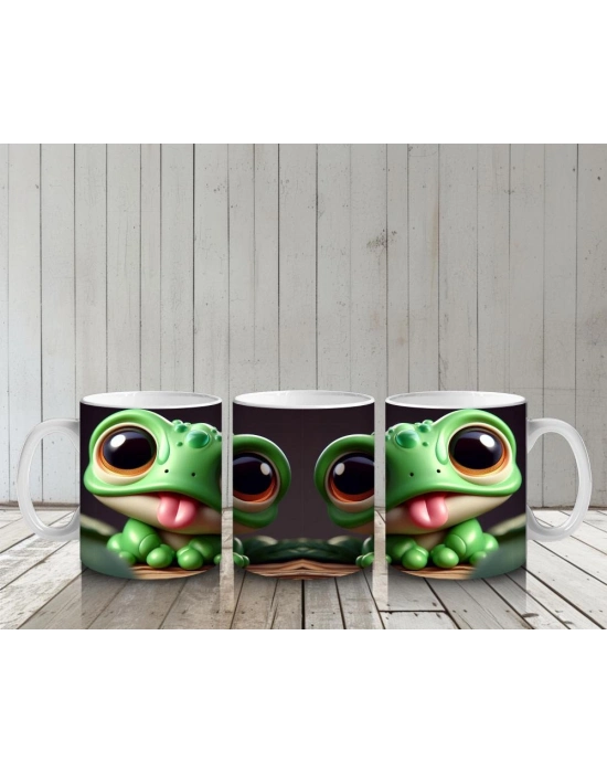 Çocuklara Sütü Sevdiren Dil Çıkaran Kurbağalar Kupa Bardak