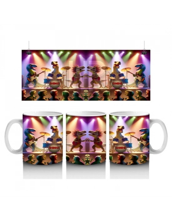 Çocuklara Sütü Sevdiren Dino Rock Konseri Kupa Bardak