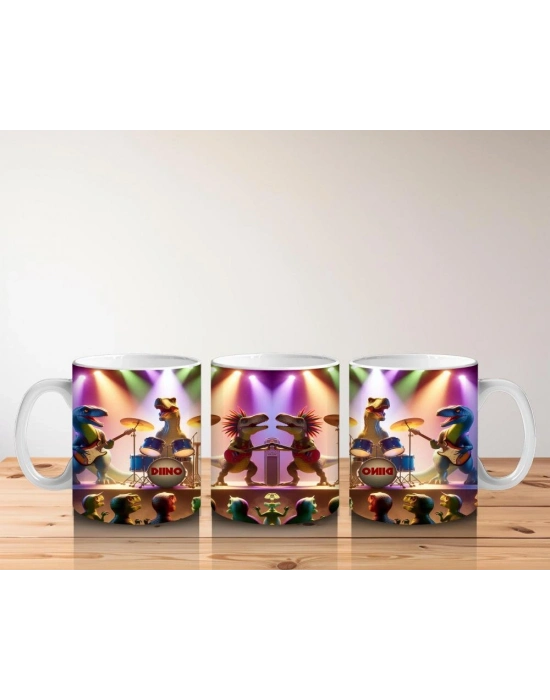 Çocuklara Sütü Sevdiren Dino Rock Konseri Kupa Bardak