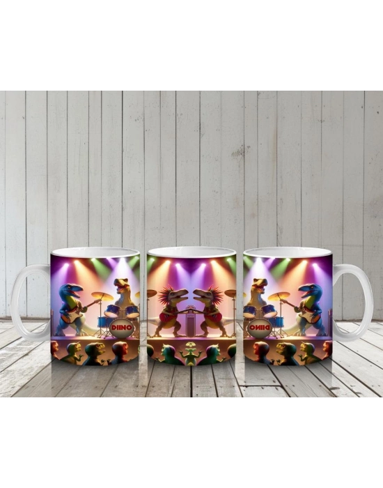 Çocuklara Sütü Sevdiren Dino Rock Konseri Kupa Bardak