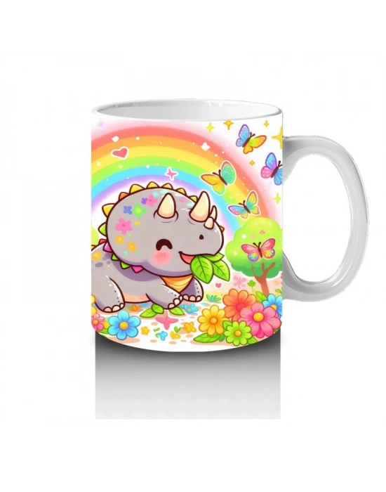 Çocuklara Sütü Sevdiren Dino ve Gökkuşağı Bahçesi Kupa Bardak