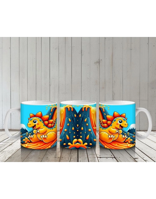 Çocuklara Sütü Sevdiren Dinozor Kaydırak Keyfi Kupa Bardak