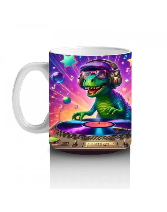 Çocuklara Sütü Sevdiren DJ Dinozor Partisi Desenli Kupa Bardak