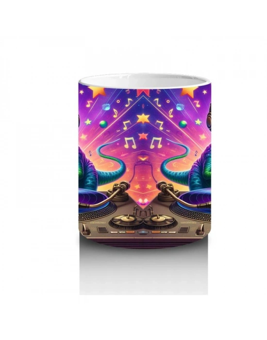 Çocuklara Sütü Sevdiren DJ Dinozor Partisi Desenli Kupa Bardak