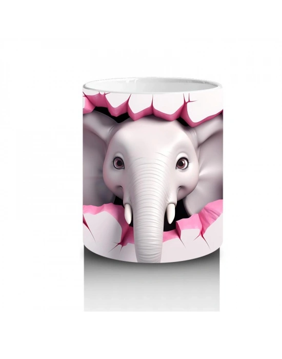 Çocuklara Sütü Sevdiren Duvarı Delip Bakan Fil Kupa Bardak