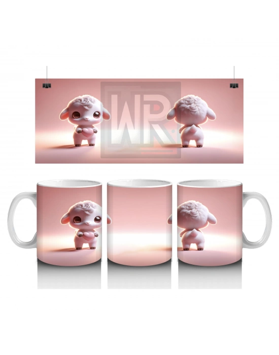 Çocuklara Sütü Sevdiren Duvarı Delip Bakan Neşeli Kuzu Kupa Bardak