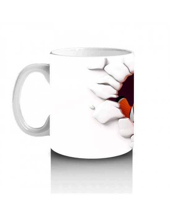 Çocuklara Sütü Sevdiren Duvarı Delip Bakan Renkli Palyaço Balığı Kupa Bardak