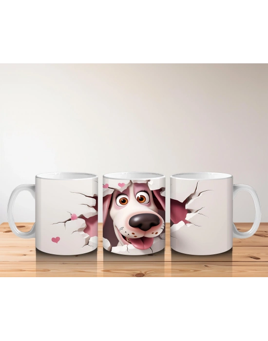 Çocuklara Sütü Sevdiren Duvarı Delip Gelen Heyecanlı Köpek Kupa Bardak