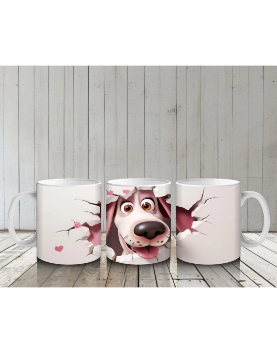 Çocuklara Sütü Sevdiren Duvarı Delip Gelen Heyecanlı Köpek Kupa Bardak