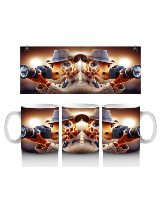 Çocuklara Sütü Sevdiren Fotoğrafçı Zürafa Desenli Kupa Bardak