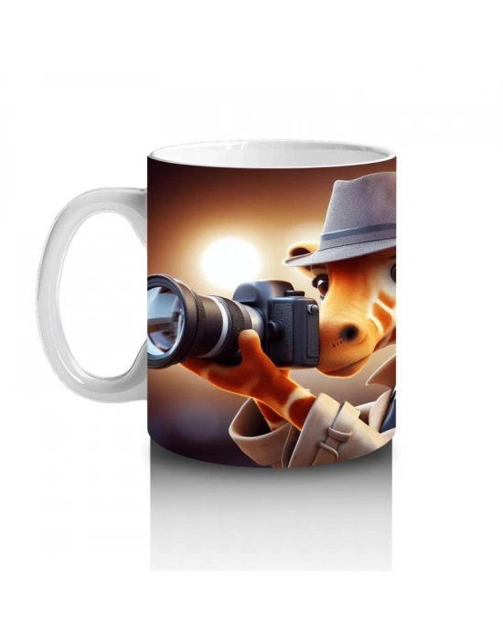 Çocuklara Sütü Sevdiren Fotoğrafçı Zürafa Desenli Kupa Bardak